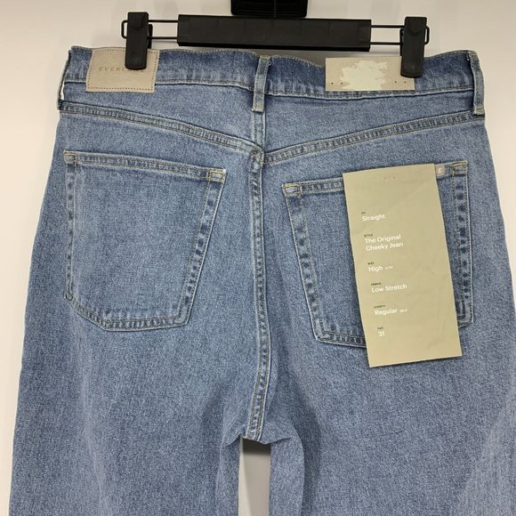 Everlane Jeans Original Cheeky High Rise Blue Denim Straight - Picture 8 of 12
